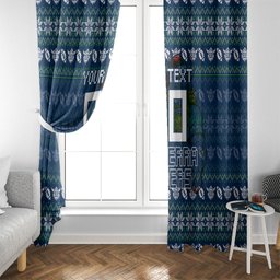 Personalized Canberra Raiders Christmas Window Curtain Australian Rugby Fans - Pixelated Ugly Xmas Pattern Mascot Santa