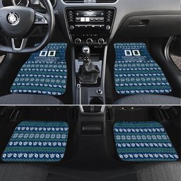 Personalized Canberra Raiders Christmas Car Mats Australian Rugby Fans - Pixelated Ugly Xmas Pattern Mascot Santa