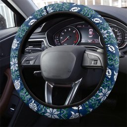Canberra Raiders Christmas Steering Wheel Cover Australian Rugby Fans - Pixelated Ugly Xmas Pattern Mascot Santa