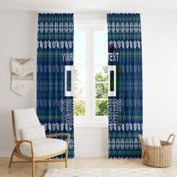 Personalized Canberra Raiders Christmas Window Curtain Australian Rugby Fans - Pixelated Ugly Xmas Pattern Mascot Santa