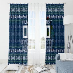 Personalized Canberra Raiders Christmas Window Curtain Australian Rugby Fans - Pixelated Ugly Xmas Pattern Mascot Santa