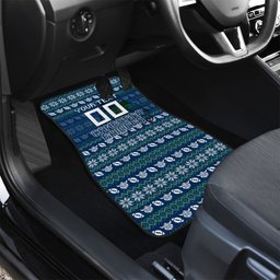 Personalized Canberra Raiders Christmas Car Mats Australian Rugby Fans - Pixelated Ugly Xmas Pattern Mascot Santa