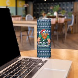 Personalized Canberra Raiders Christmas Skinny Tumbler Australian Rugby Fans - Pixelated Ugly Xmas Pattern Mascot Santa