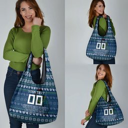 Personalized Canberra Raiders Christmas Grocery Bag Australian Rugby Fans - Pixelated Ugly Xmas Pattern Mascot Santa