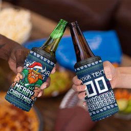 Personalized Canberra Raiders Christmas 4 in 1 Can Cooler Tumbler Australian Rugby Fans - Pixelated Ugly Xmas Pattern Mascot Santa