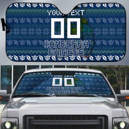 Personalized Canberra Raiders Christmas Auto Sun Shade Australian Rugby Fans - Pixelated Ugly Xmas Pattern Mascot Santa
