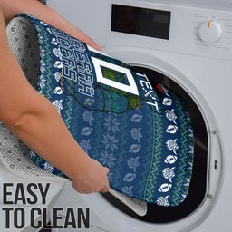 Personalized Canberra Raiders Christmas Bathroom Set Australian Rugby Fans - Pixelated Ugly Xmas Pattern Mascot Santa