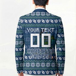 Personalized Canberra Raiders Christmas Blazer Australian Rugby Fans - Pixelated Ugly Xmas Pattern Mascot Santa