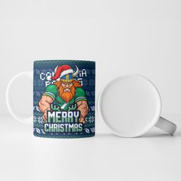 Personalized Canberra Raiders Christmas Ceramic Mug Australian Rugby Fans - Pixelated Ugly Xmas Pattern Mascot Santa