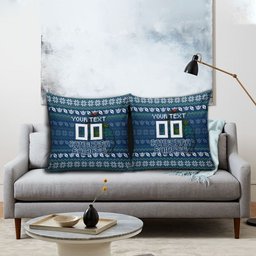Personalized Canberra Raiders Christmas Pillow Cover Australian Rugby Fans - Pixelated Ugly Xmas Pattern Mascot Santa