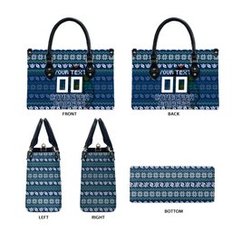 Personalized Canberra Raiders Christmas Leather Bag Australian Rugby Fans - Pixelated Ugly Xmas Pattern Mascot Santa