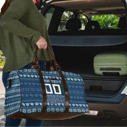 Personalized Canberra Raiders Christmas Travel Bag Australian Rugby Fans - Pixelated Ugly Xmas Pattern Mascot Santa