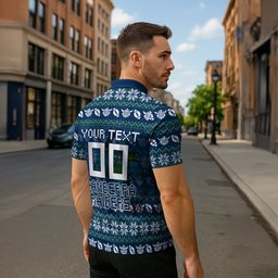 Personalized Canberra Raiders Christmas Zipper Polo Shirt Australian Rugby Fans - Pixelated Ugly Xmas Pattern Mascot Santa