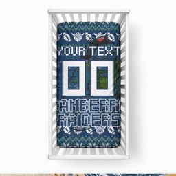 Personalized Canberra Raiders Christmas Baby Bed Cover Australian Rugby Fans - Pixelated Ugly Xmas Pattern Mascot Santa