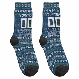 Personalized Canberra Raiders Christmas Crew Socks Australian Rugby Fans - Pixelated Ugly Xmas Pattern Mascot Santa