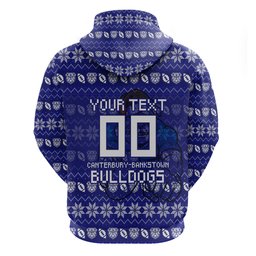 Personalized Canterbury Bulldogs Christmas Hoodie Australian Rugby Fans - Pixelated Ugly Xmas Pattern Mascot Santa