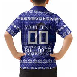 Personalized Canterbury Bulldogs Christmas Kid Hawaiian Shirt Australian Rugby Fans - Pixelated Ugly Xmas Pattern Mascot Santa