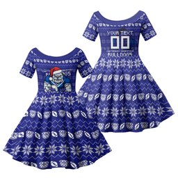 Personalized Canterbury Bulldogs Christmas Family Matching Puletasi and Hawaiian Shirt Australian Rugby Fans - Pixelated Ugly Xmas Pattern Mascot Santa