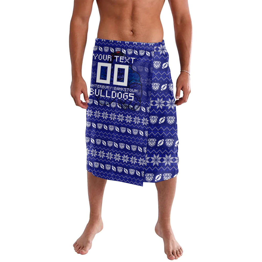 Personalized Canterbury Bulldogs Christmas Lavalava Australian Rugby Fans - Pixelated Ugly Xmas Pattern Mascot Santa