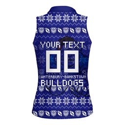 Personalized Canterbury Bulldogs Christmas Women Sleeveless Polo Shirt Australian Rugby Fans - Pixelated Ugly Xmas Pattern Mascot Santa
