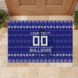 Personalized Canterbury Bulldogs Christmas Rubber Doormat Australian Rugby Fans - Pixelated Ugly Xmas Pattern Mascot Santa