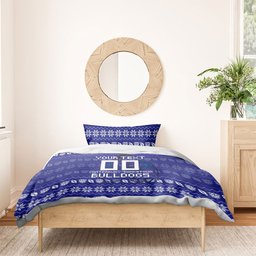 Personalized Canterbury Bulldogs Christmas Bedding Set Australian Rugby Fans - Pixelated Ugly Xmas Pattern Mascot Santa