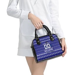 Personalized Canterbury Bulldogs Christmas Shoulder Handbag Australian Rugby Fans - Pixelated Ugly Xmas Pattern Mascot Santa
