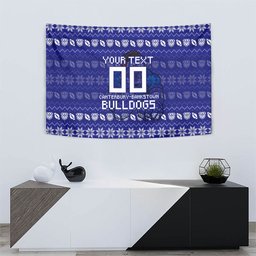Personalized Canterbury Bulldogs Christmas Tapestry Australian Rugby Fans - Pixelated Ugly Xmas Pattern Mascot Santa