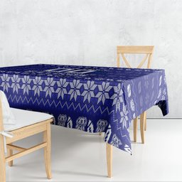 Personalized Canterbury Bulldogs Christmas Tablecloth Australian Rugby Fans - Pixelated Ugly Xmas Pattern Mascot Santa