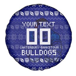 Personalized Canterbury Bulldogs Christmas Spare Tire Cover Australian Rugby Fans - Pixelated Ugly Xmas Pattern Mascot Santa