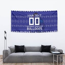 Personalized Canterbury Bulldogs Christmas Tapestry Australian Rugby Fans - Pixelated Ugly Xmas Pattern Mascot Santa