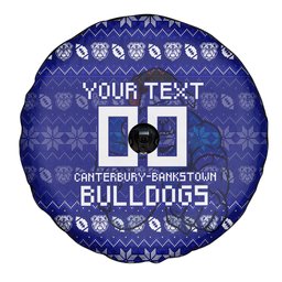 Personalized Canterbury Bulldogs Christmas Spare Tire Cover Australian Rugby Fans - Pixelated Ugly Xmas Pattern Mascot Santa