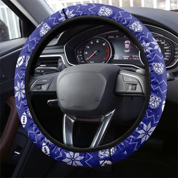 Canterbury Bulldogs Christmas Steering Wheel Cover Australian Rugby Fans - Pixelated Ugly Xmas Pattern Mascot Santa