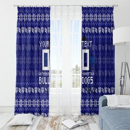 Personalized Canterbury Bulldogs Christmas Window Curtain Australian Rugby Fans - Pixelated Ugly Xmas Pattern Mascot Santa