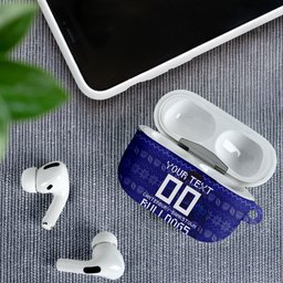 Personalized Canterbury Bulldogs Christmas AirPods Case Australian Rugby Fans - Pixelated Ugly Xmas Pattern Mascot Santa