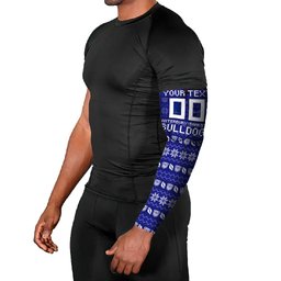 Personalized Canterbury Bulldogs Christmas Arm Sleeves Australian Rugby Fans - Pixelated Ugly Xmas Pattern Mascot Santa