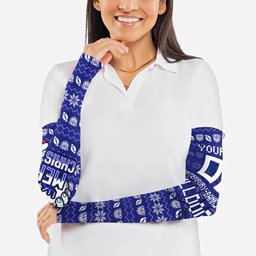 Personalized Canterbury Bulldogs Christmas Arm Sleeves Australian Rugby Fans - Pixelated Ugly Xmas Pattern Mascot Santa