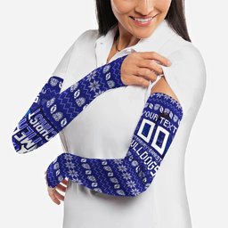 Personalized Canterbury Bulldogs Christmas Arm Sleeves Australian Rugby Fans - Pixelated Ugly Xmas Pattern Mascot Santa