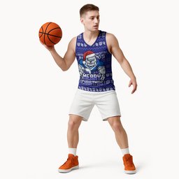 Personalized Canterbury Bulldogs Christmas Basketball Jersey Australian Rugby Fans - Pixelated Ugly Xmas Pattern Mascot Santa