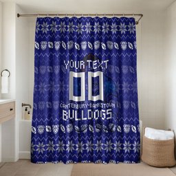 Personalized Canterbury Bulldogs Christmas Bathroom Set Australian Rugby Fans - Pixelated Ugly Xmas Pattern Mascot Santa
