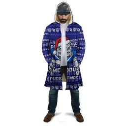 Personalized Canterbury Bulldogs Christmas Cloak Australian Rugby Fans - Pixelated Ugly Xmas Pattern Mascot Santa