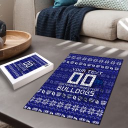 Personalized Canterbury Bulldogs Christmas Puzzle Australian Rugby Fans - Pixelated Ugly Xmas Pattern Mascot Santa