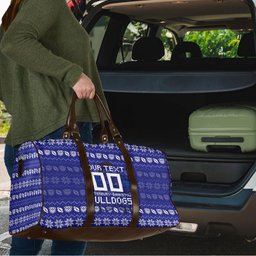 Personalized Canterbury Bulldogs Christmas Travel Bag Australian Rugby Fans - Pixelated Ugly Xmas Pattern Mascot Santa