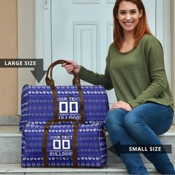 Personalized Canterbury Bulldogs Christmas Travel Bag Australian Rugby Fans - Pixelated Ugly Xmas Pattern Mascot Santa