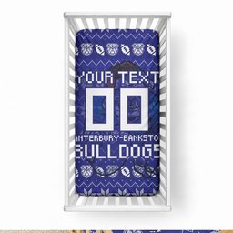Personalized Canterbury Bulldogs Christmas Baby Bed Cover Australian Rugby Fans - Pixelated Ugly Xmas Pattern Mascot Santa