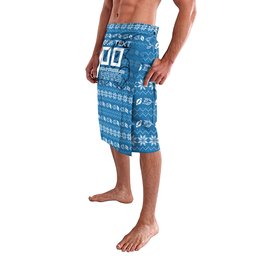 Personalized Cronulla Sharks Christmas Lavalava Australian Rugby Fans - Pixelated Ugly Xmas Pattern Mascot Santa