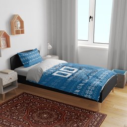 Personalized Cronulla Sharks Christmas Bedding Set Australian Rugby Fans - Pixelated Ugly Xmas Pattern Mascot Santa