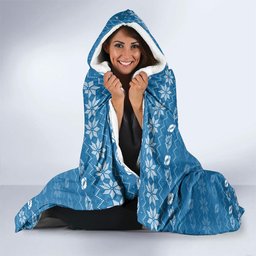 Personalized Cronulla Sharks Christmas Hooded Blanket Australian Rugby Fans - Pixelated Ugly Xmas Pattern Mascot Santa