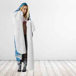 Personalized Cronulla Sharks Christmas Hooded Blanket Australian Rugby Fans - Pixelated Ugly Xmas Pattern Mascot Santa