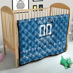 Personalized Cronulla Sharks Christmas Quilt Australian Rugby Fans - Pixelated Ugly Xmas Pattern Mascot Santa
